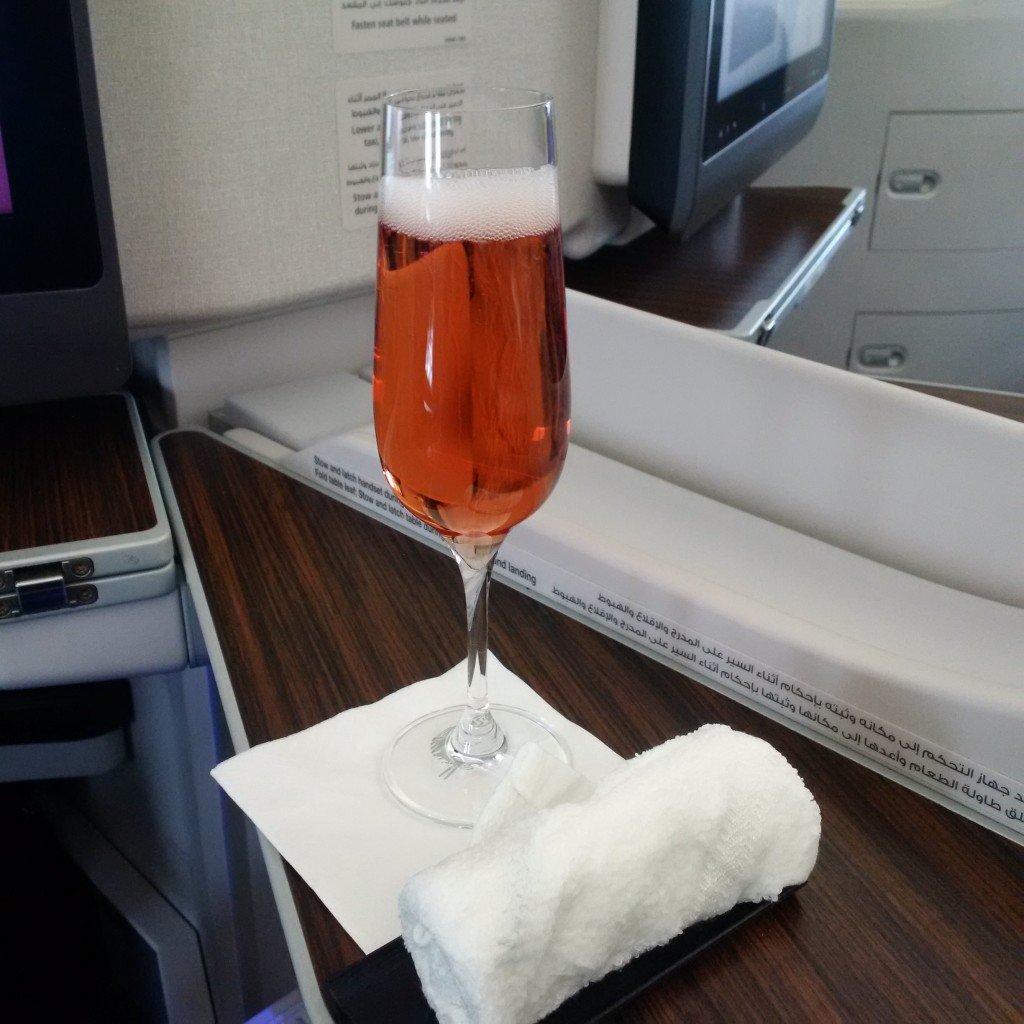 Qatar Airways Business Class A350 Welcome Drink