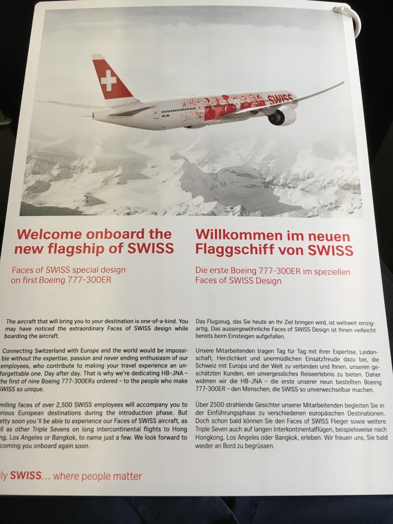 SWISS Boeing 777 Business Class - Informationskarte