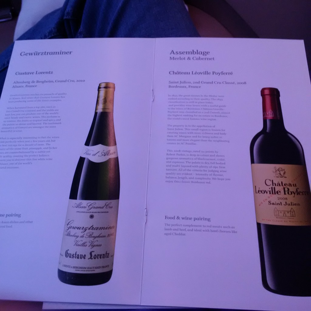 Qatar Airways First Class - Weinkarte