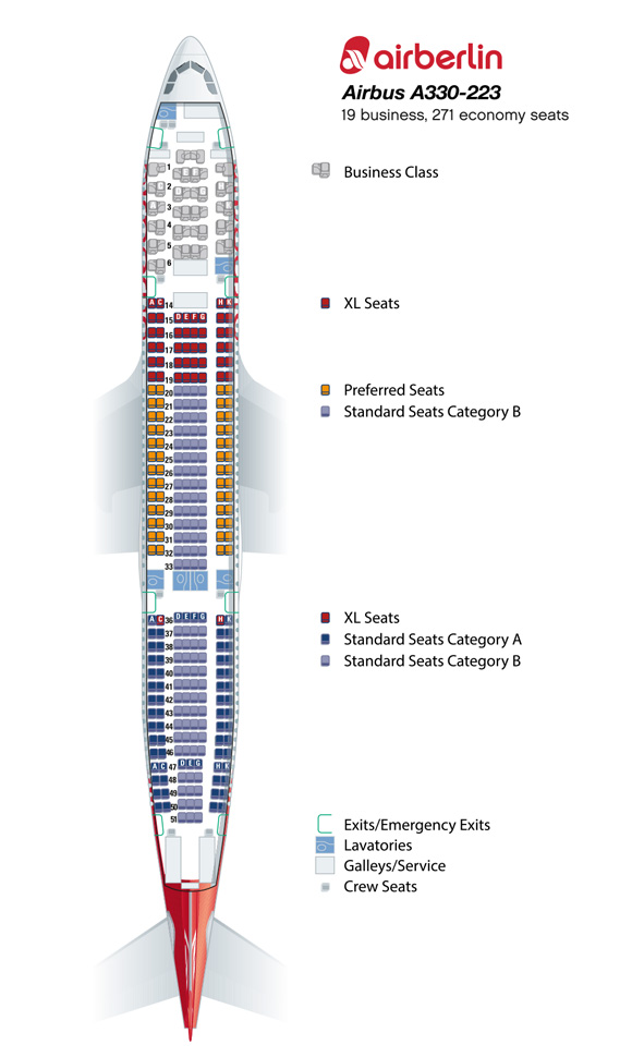 airberlin seatmap A330