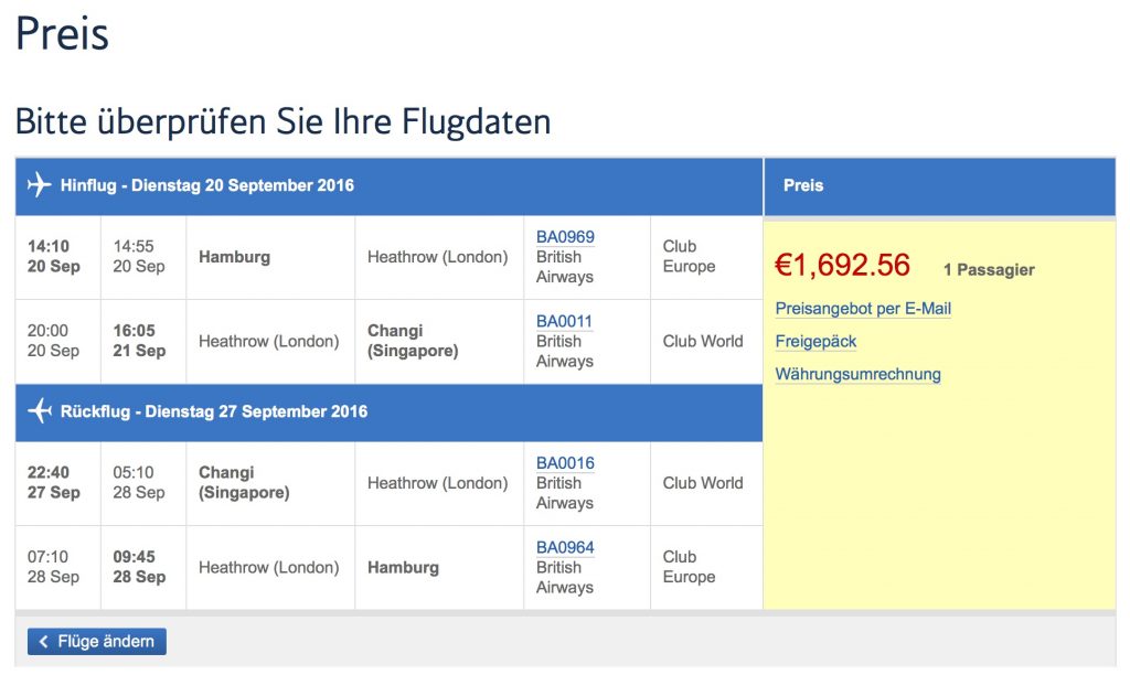 British Airways Business Class Angebote nach Asien