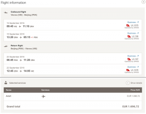 SWISS Business Class Angebote nach Peking