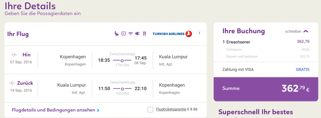 InsideDeals Turkish Airlines nach Kuala Lumpur