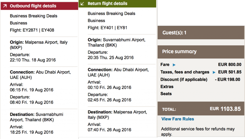 Etihad Airways Weekend Sale nach Bangkok