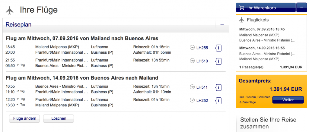 Lufthansa Business Class Angebote