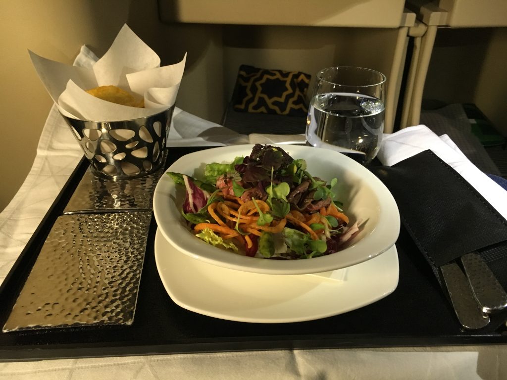 Etihad Airways Business Class Snack Beef Salad