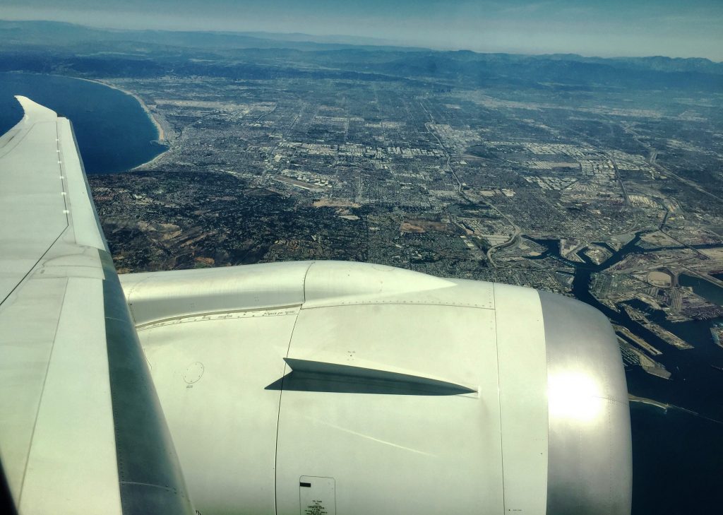 United Airlines Domestic First Class - Ausblick auf L.A. 