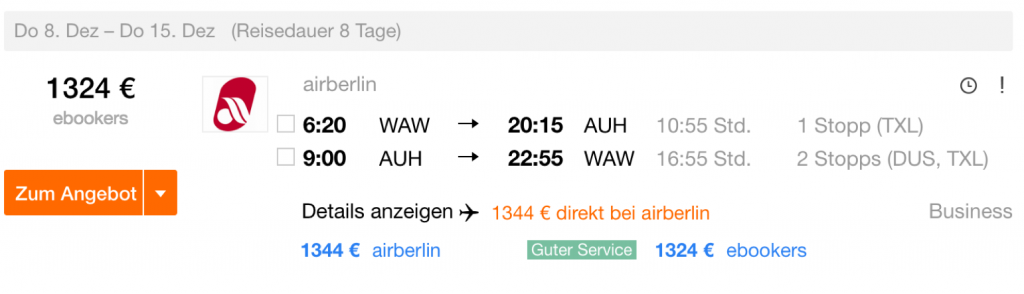 InsideDeals airberlin nach Abu Dhabi