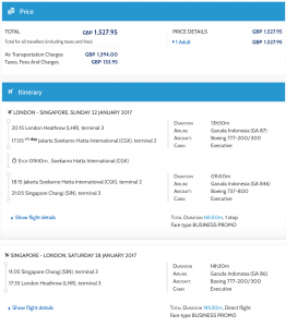 Garuda Indonesia Business Class Angebote