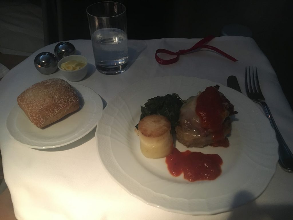 Alitalia Business Class Hauptgang Steak