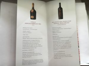 Alitalia Business Class Weinkarte