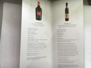 Alitalia Business Class Weinkarte