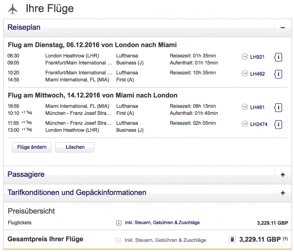 Lufthansa First Class Angebote