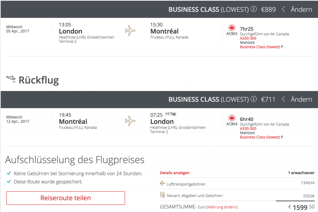 Lufthansa Business Class Angebote nach Nordamerika