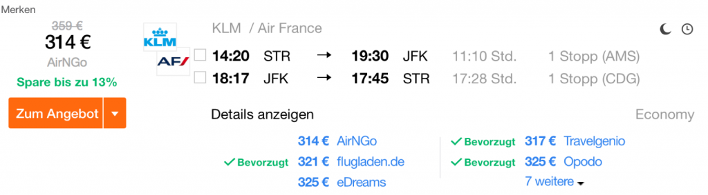 Günstig nach New York fliegen mit KLM und Air France