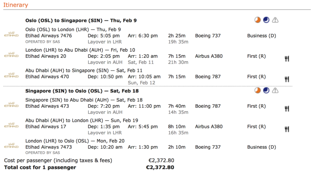 Etihad Airways First Class Angebote