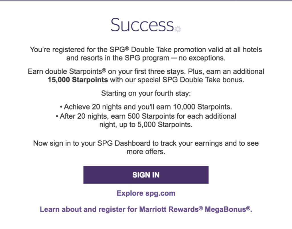 SPG Double Take Promotion