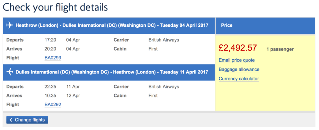 British Airways First Class Angebote