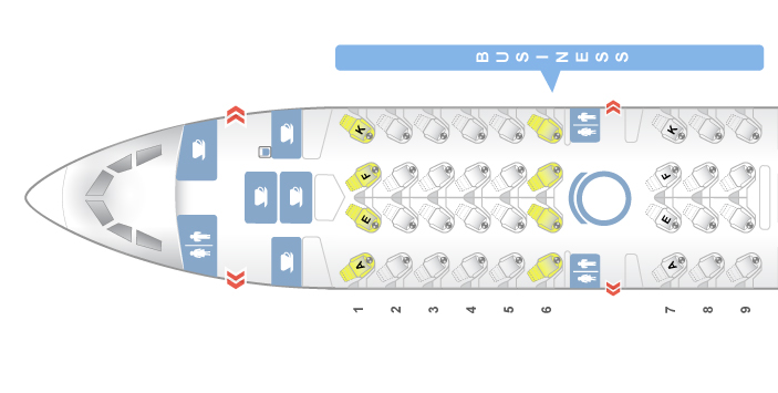 Qatar Airways A350 Business Class - Seat map