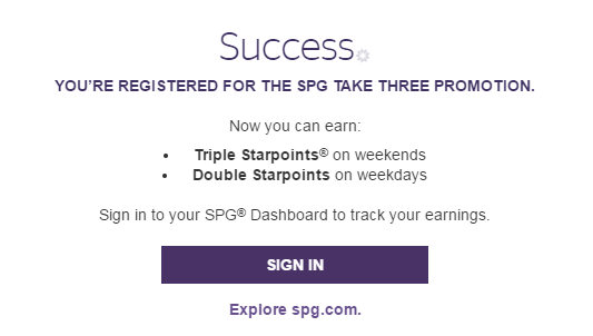 SPG Take Three Promotion