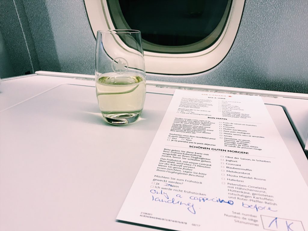 Air Canada Boeing 777 Business Class Welcome Drink