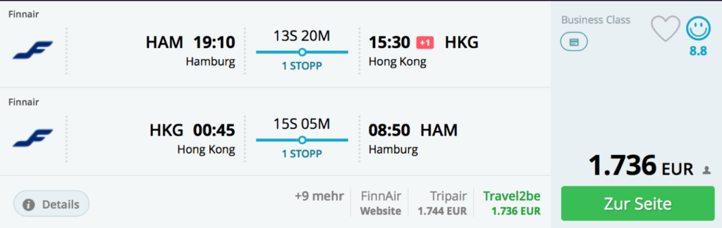 Finnair business Class Angebote ab Deutschland