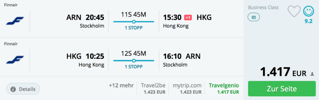 Finnair Business Class Angebote ab Stockholm