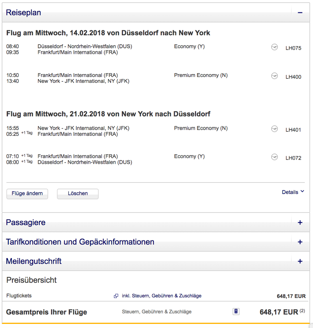 Aktuelle Lufthansa Premium Economy Class Angebote