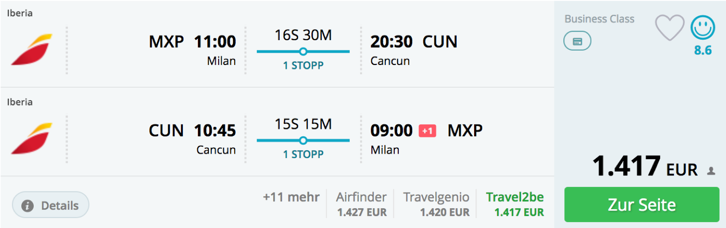 Günstige Business Class Flüge nach MExico