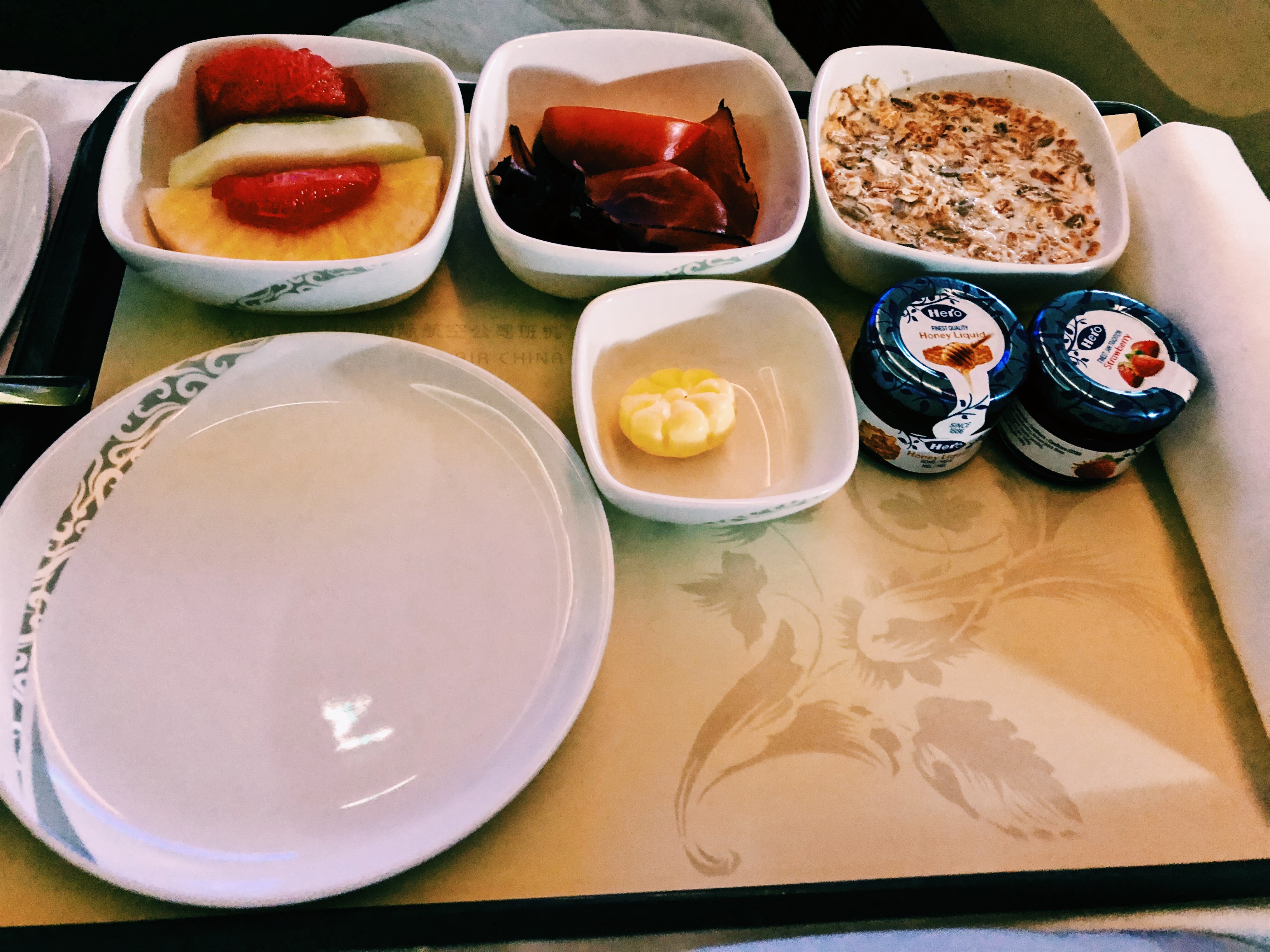 Air China Business Class Fühstück