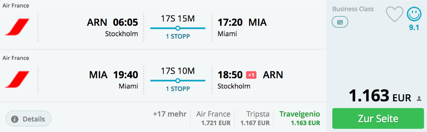 Günstige business Class Flüge nach Florida