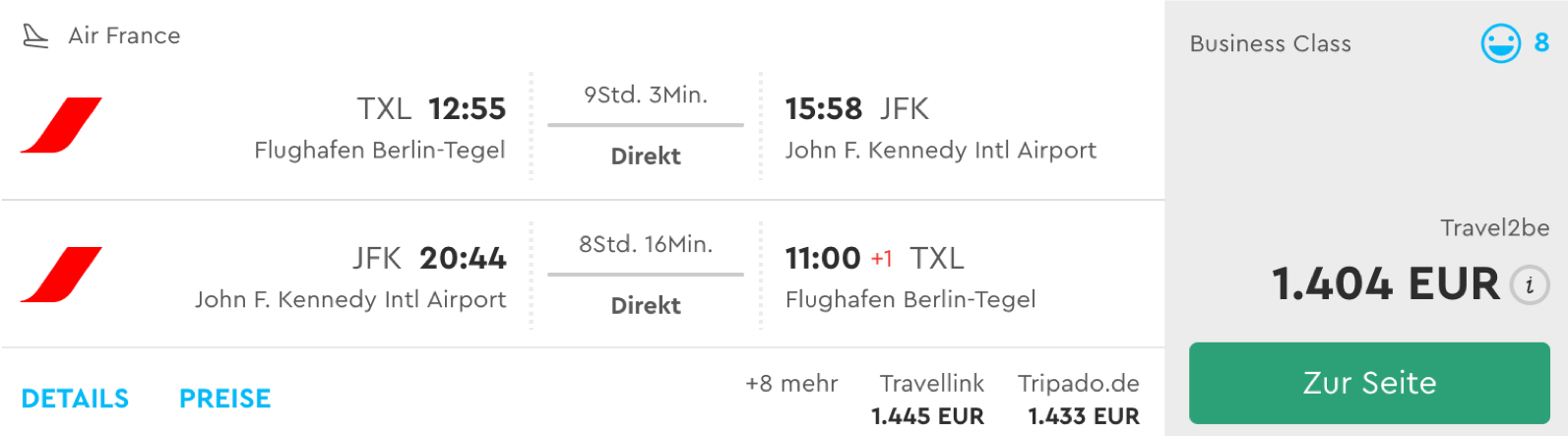 Delta airlines von Berlin nach New York