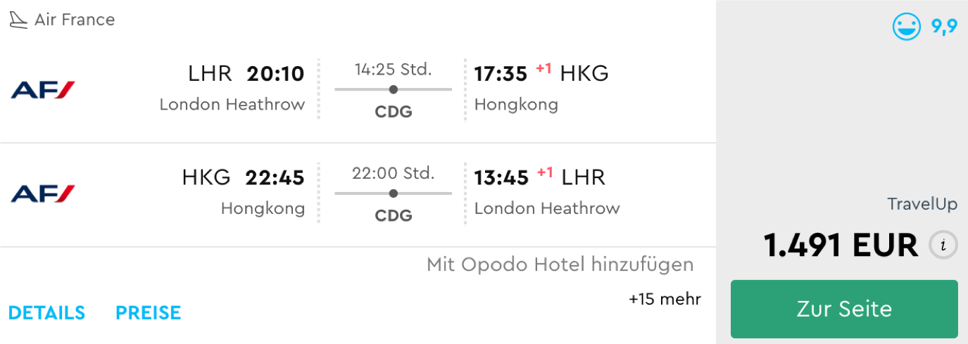 Günstige Business Class Flüge nach Hongkong