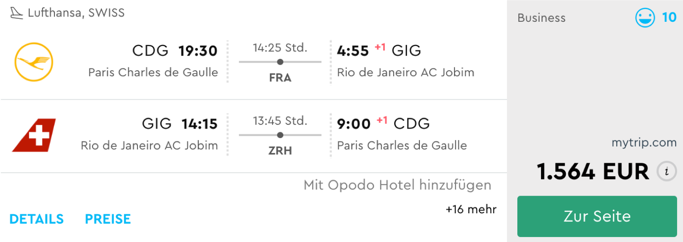 Günstige business Class Flüge nach Rio de Janeiro