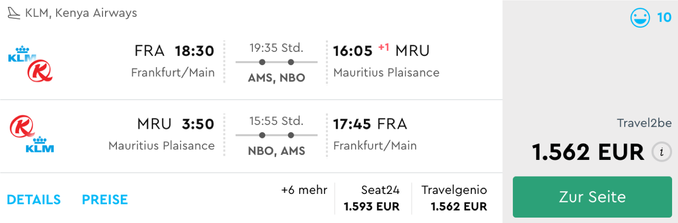 Günstige Business Class Flüge nach Mauritius