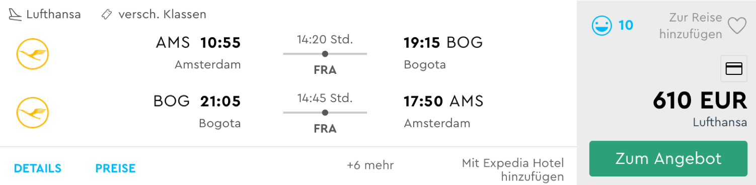 Günstige Lufthansa Flüge nach Bogota