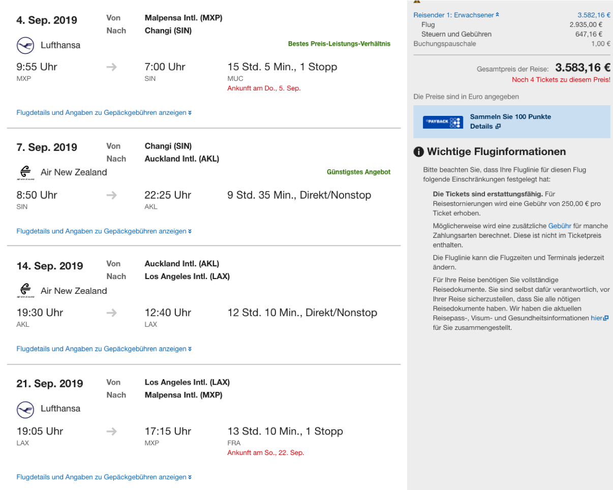 Round the world in der Business Class