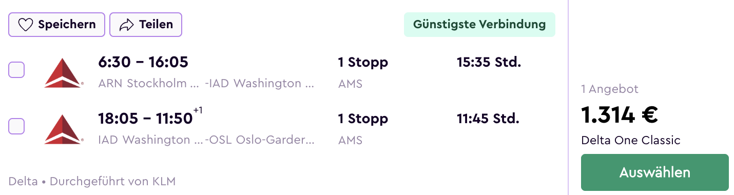 Business Class in die USA