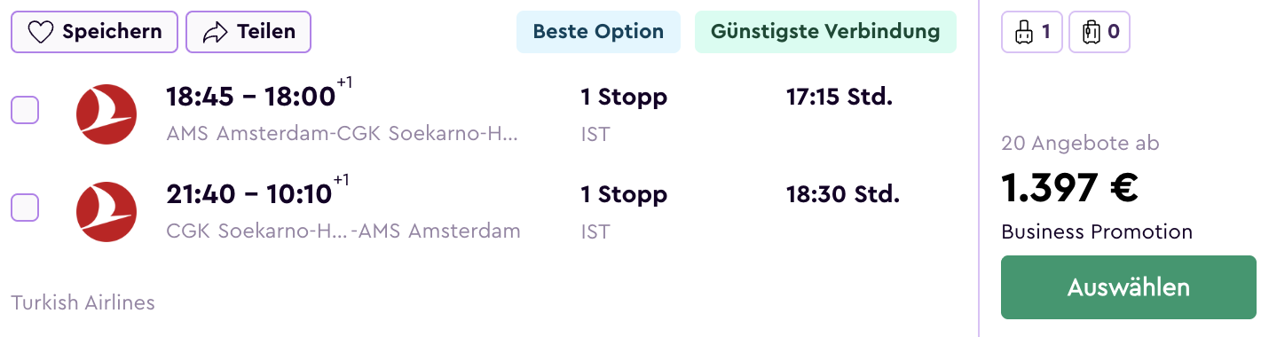 Günstige Business Class Flüge Asien