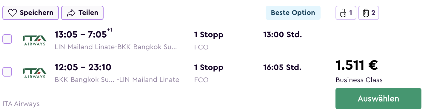 Günstige Business class flüge bangkok