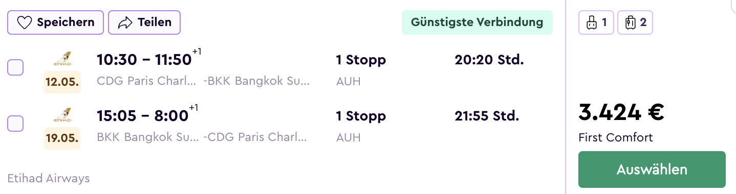 Etihad Airways First class günstig