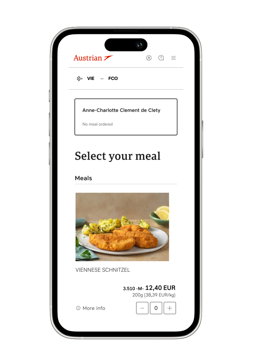 Lufthansa digitale Menüs